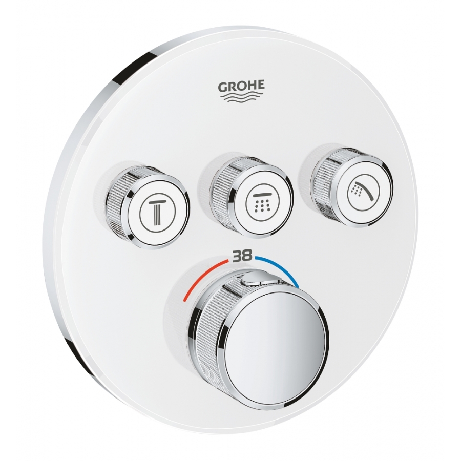 Virštinkinė termostatinio maišytuvo dalis Grohe Grohtherm SmartControl, 3 valdikliai, baltas