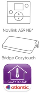 Priedas valdymui mobiliuoju telefonu per Wi-Fi Bridge Cozytouch ir patalpos termostatas Navilink A59 INTER (komplektas)