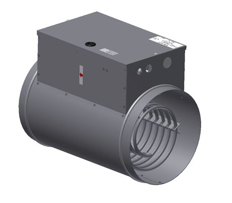 Kanalinis šildytuvas EKBS 200 2.25kW 230V/1 su impulsiniu reguliatoriumi ir kan. temp. jutikliu TG-K330