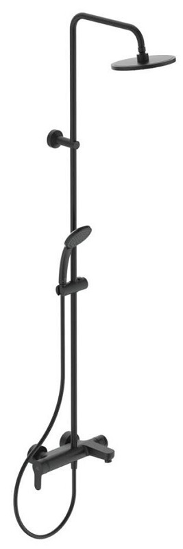 Ideal Standard Cerafine O vonios ir dušo sistema su apvalia Ø200 mm dušo galva, rankinis dušas 100 mm, juoda matinė