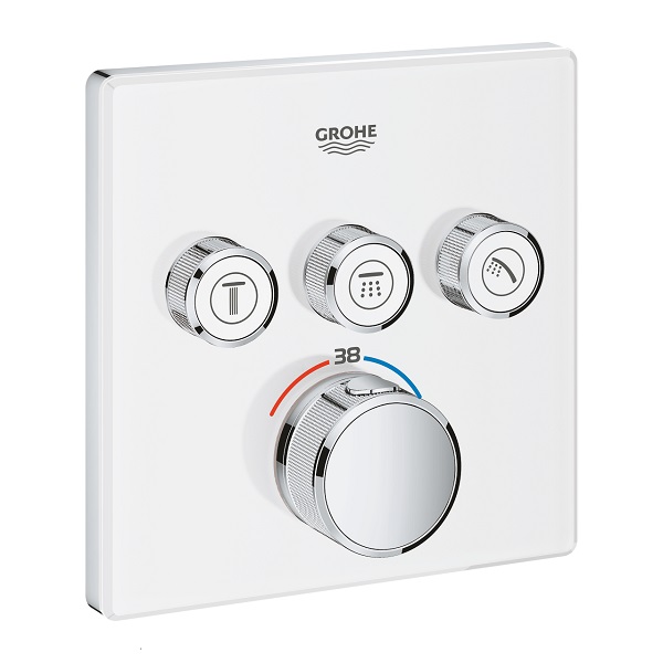 Virštinkinė termostatinio maišytuvo dalis Grohtherm SmartControl, 3 valdikliai, baltas